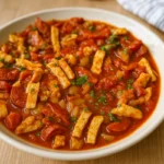 Šťavnaté bravčové po maďarsky servírované v hlbokom tanieri.