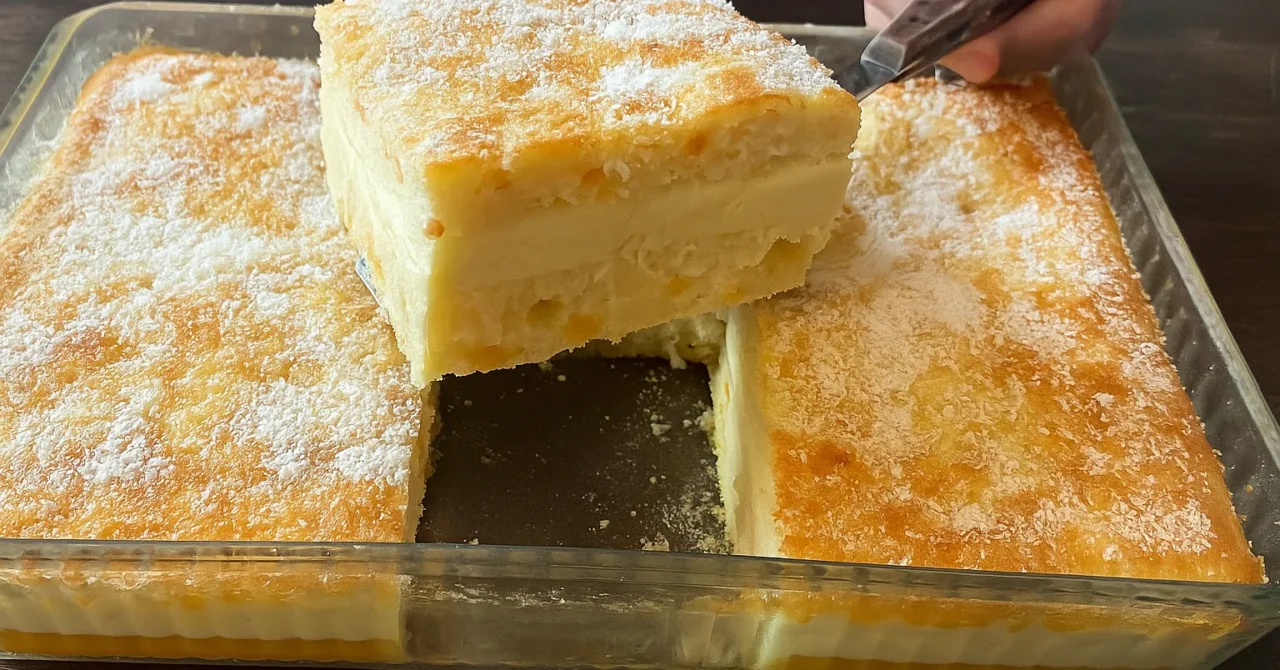 Broskyňový koláč s pudingom