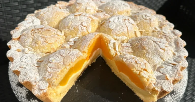 Broskyňový koláč so smotanovým krémom