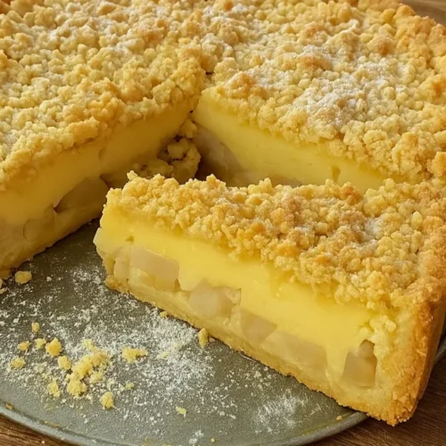 Jablkový koláč s pudingom a mrveničkou