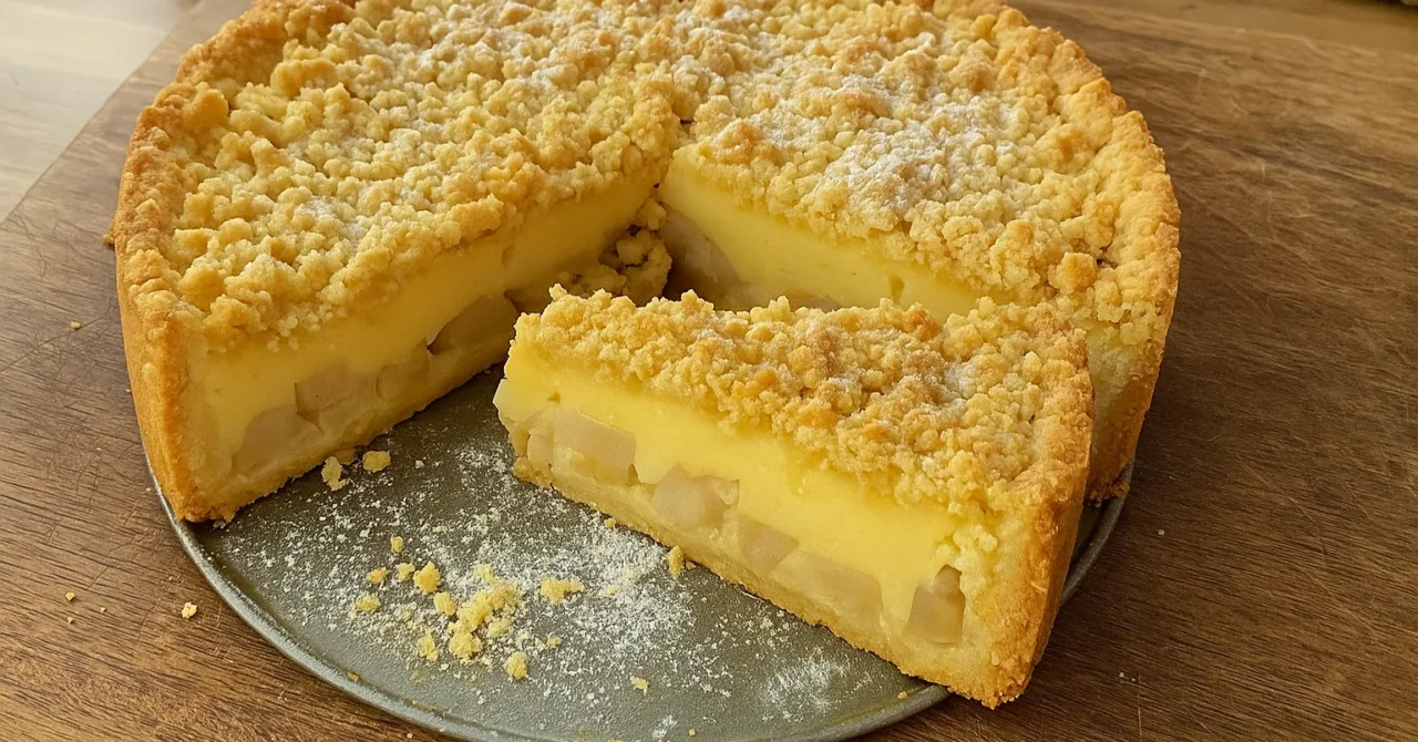 Jablkový koláč s pudingom a mrveničkou