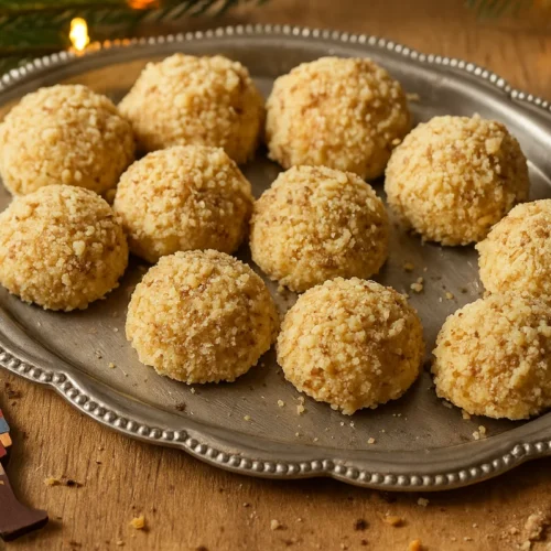 Hotové krehké orechové gule s maslovou polevou