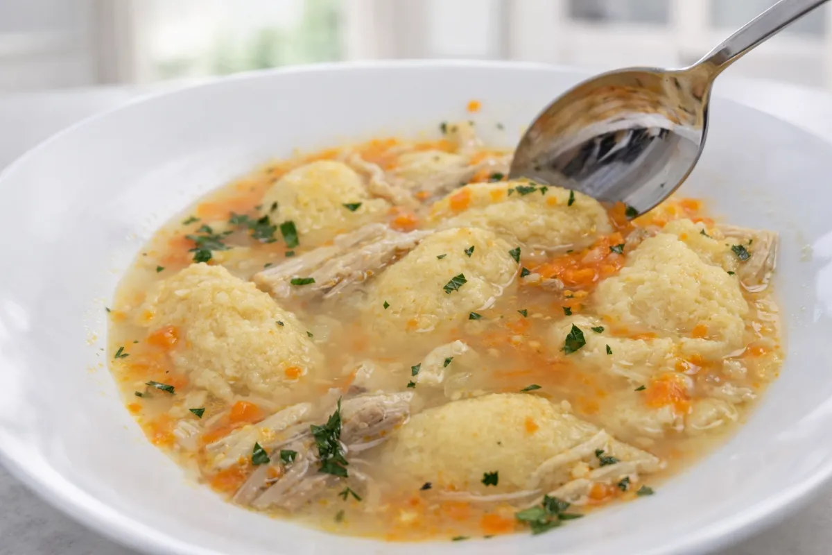 Kuracia polievka s krupicovými haluškami