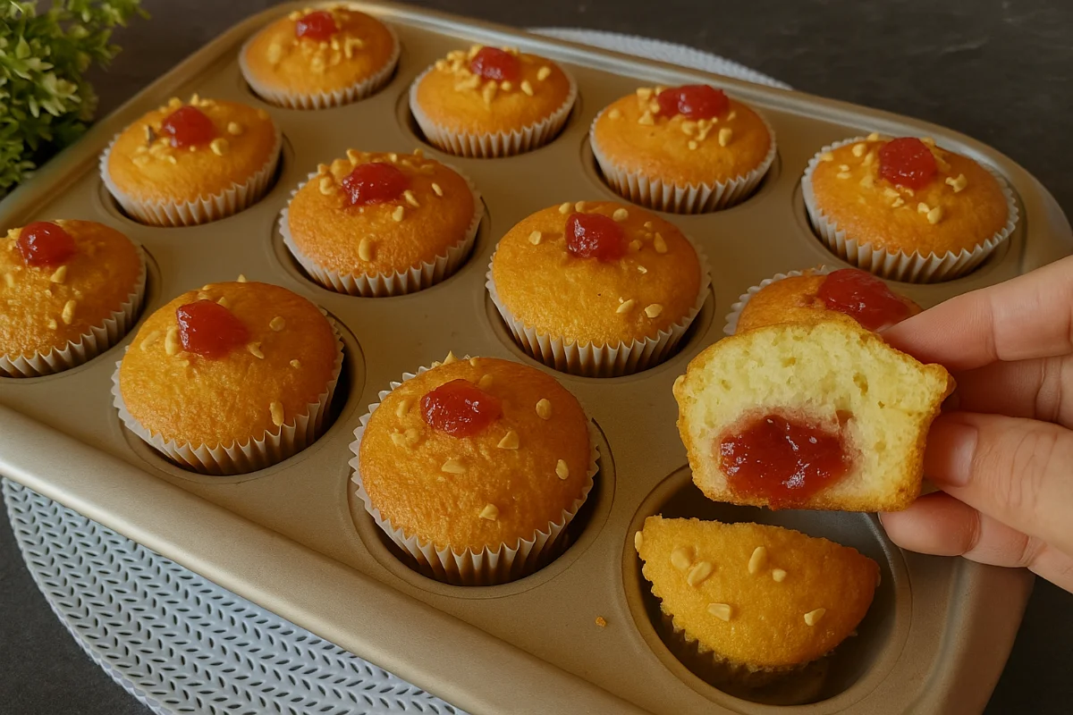 Nadýchané muffiny s marmeládou