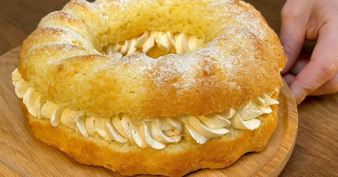 Plnená bábovka s broskyňovým krémom