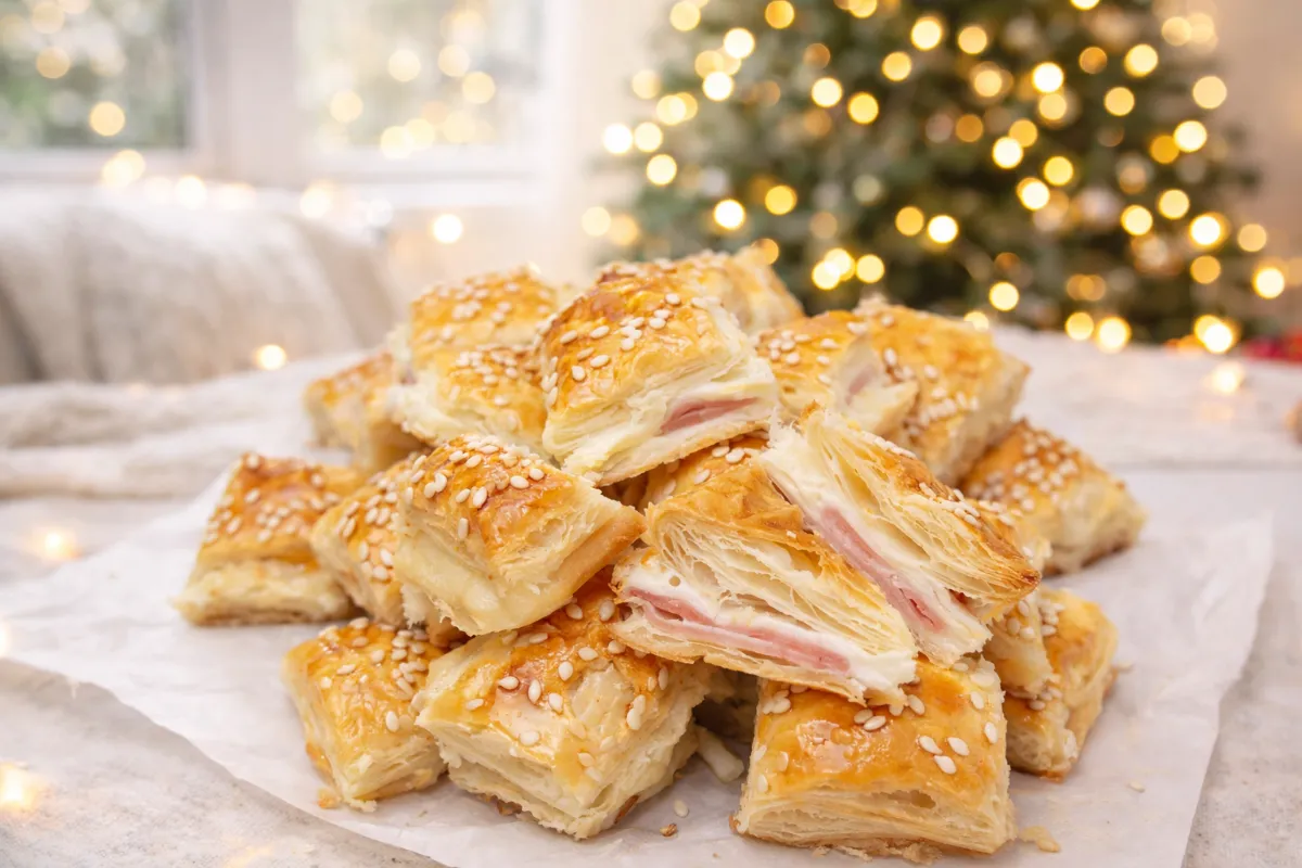 Plnené štvorčeky z lístkového cesta