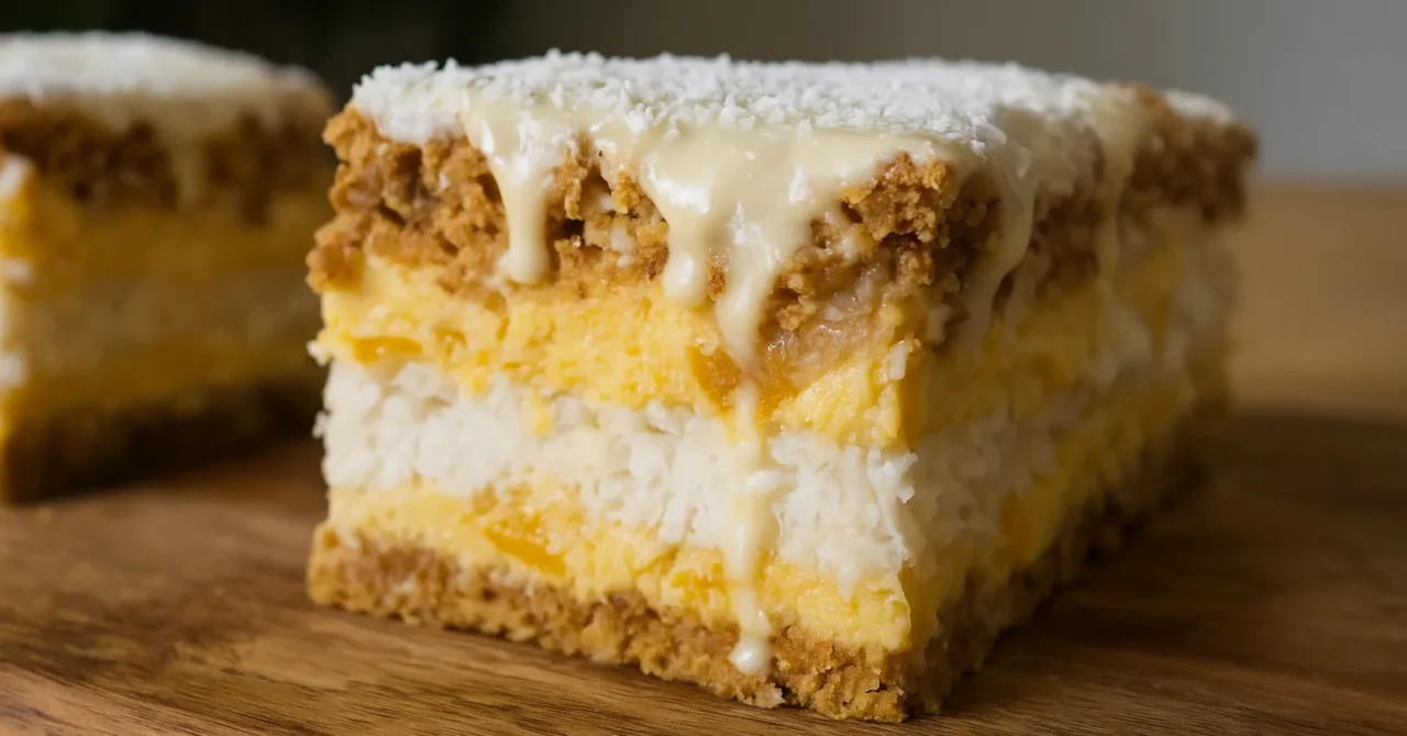 Poschodový zákusok s broskyňami