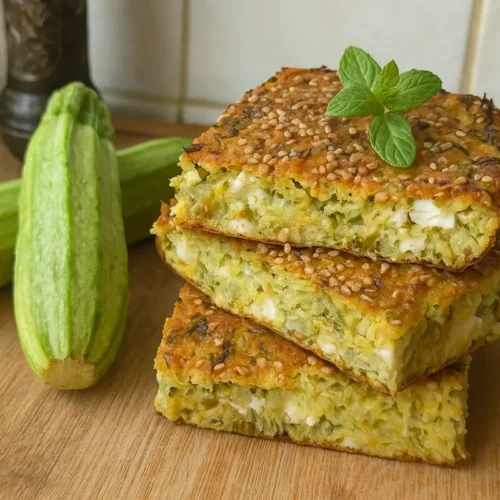 Slaný cuketový koláč s feta syrom