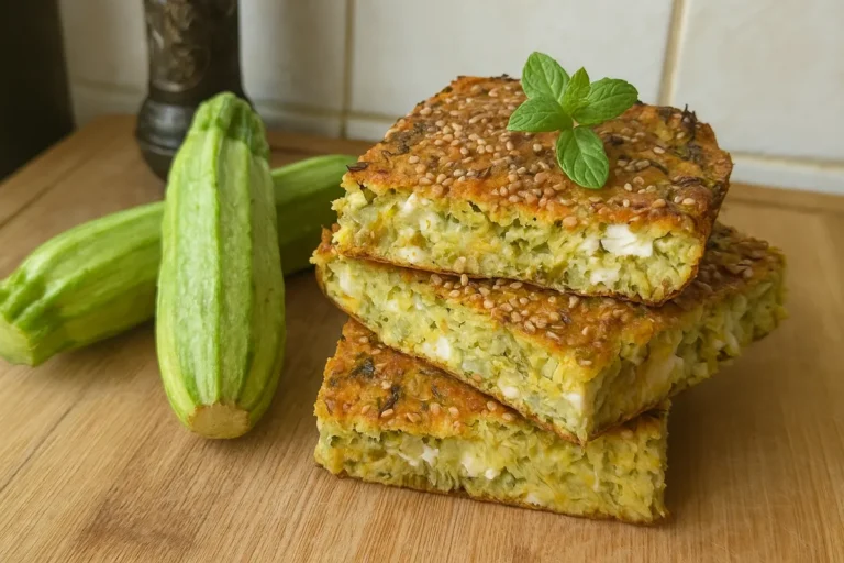 Slaný cuketový koláč s feta syrom