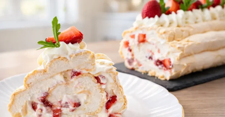 Snehová Pavlova roláda