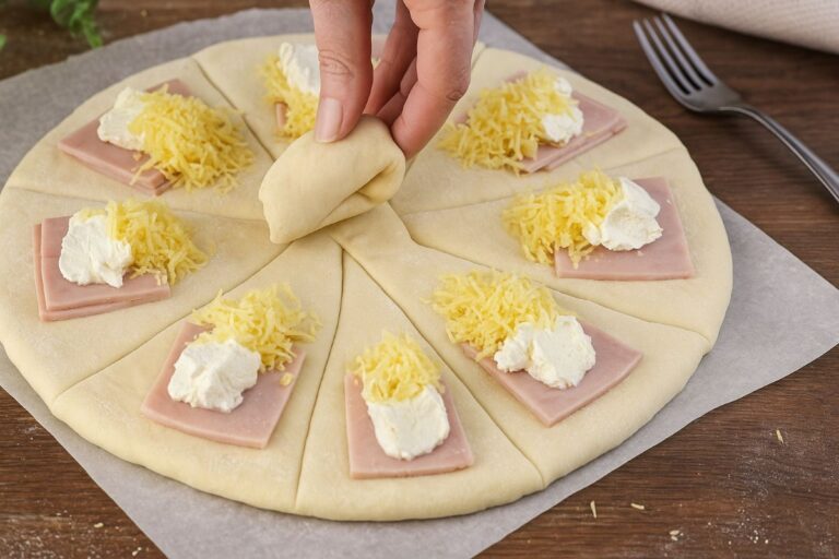 Šunkové rožky z lístkového cesta