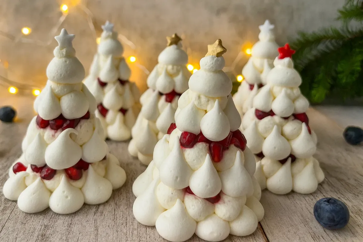 Vianočné Pavlova stromčeky