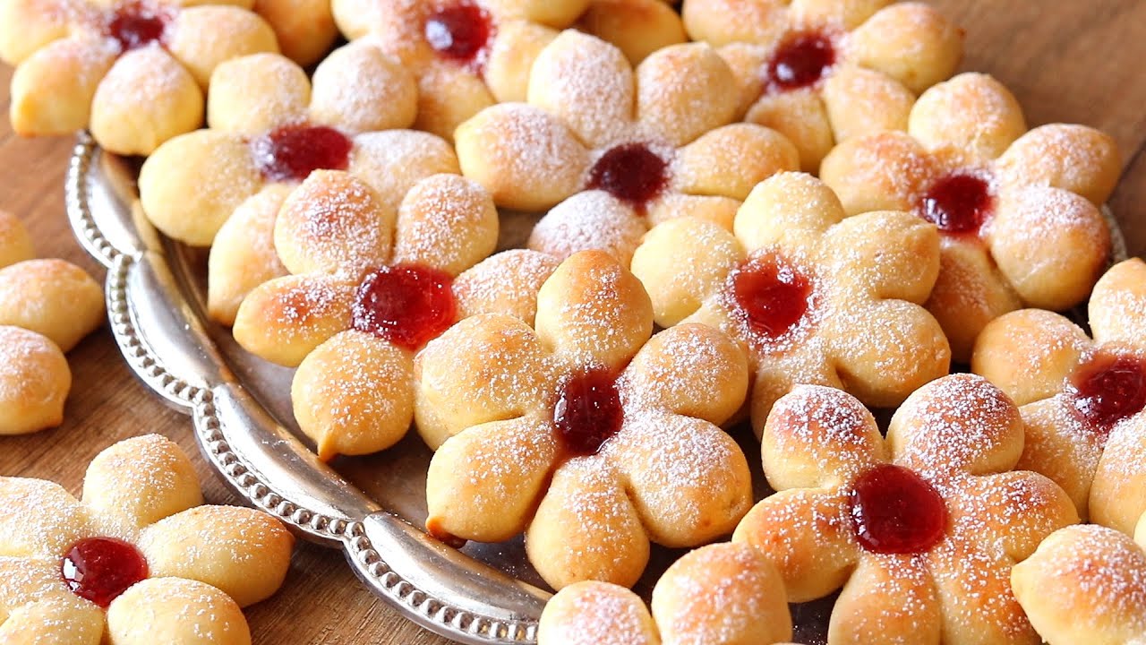 tvarohové kvietky s džemom