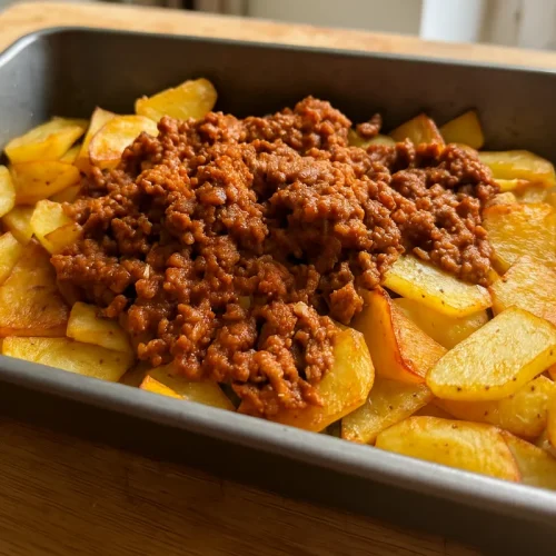 Zapečené mleté mäso so zemiakmi
