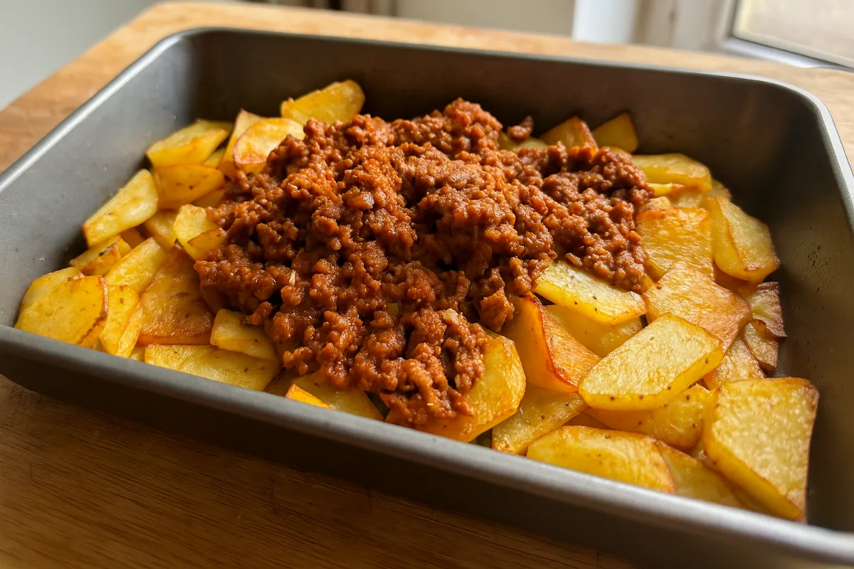Zapečené mleté mäso so zemiakmi