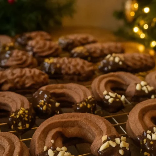 čokoládové striekané pečivo