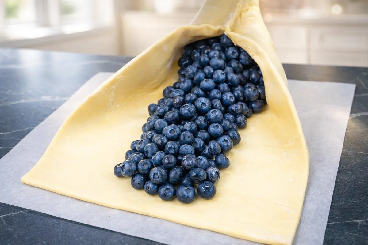 čučoriedkový závin z lístkového cesta