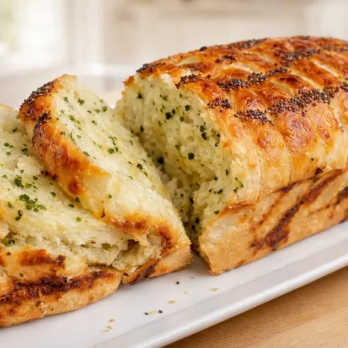 domáci chlebík plnený cesnakom a mozzarellou