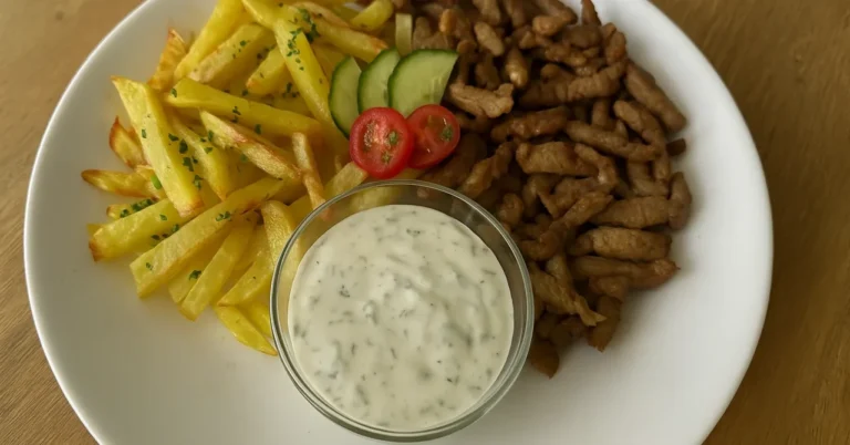 gyros s tzatziki a hranolkami