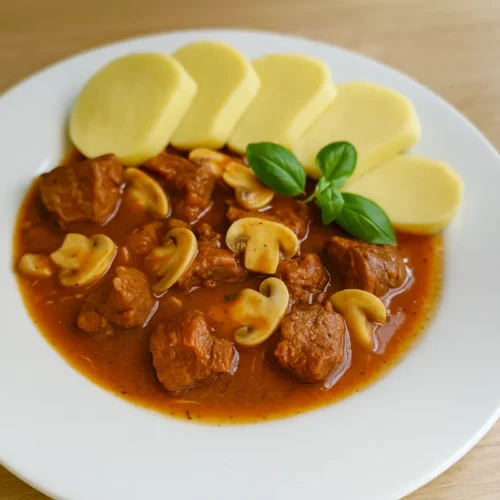 hovädzí guláš so šampiňónmi