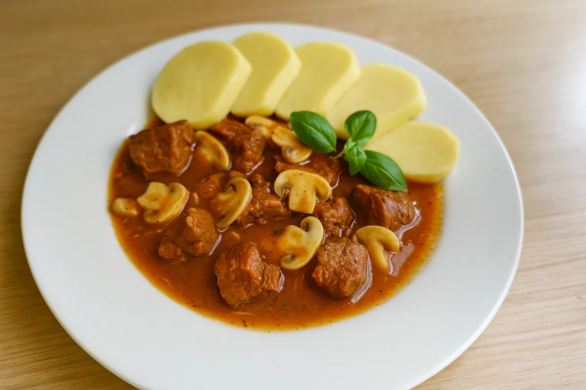 hovädzí guláš so šampiňónmi