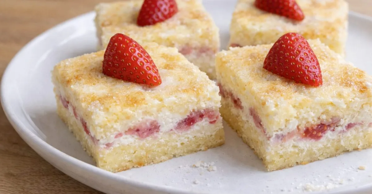 hrnčekový tvarohový koláč s jahodami