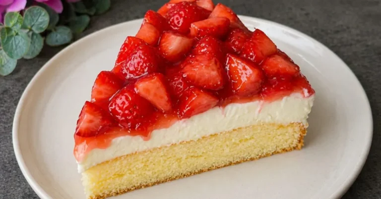 jahodový koláč s pudingovým krémom