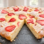 jahodový koláč s vanilkovým krémom