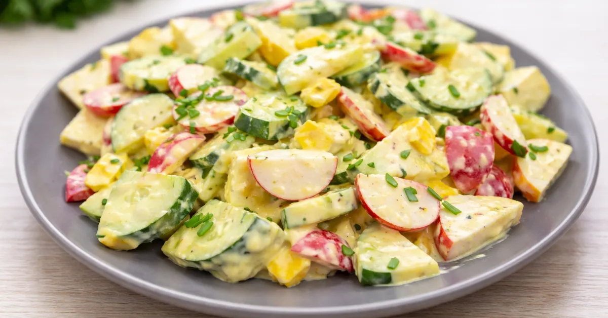 jarný šalát s reďkovkou a uhorkou