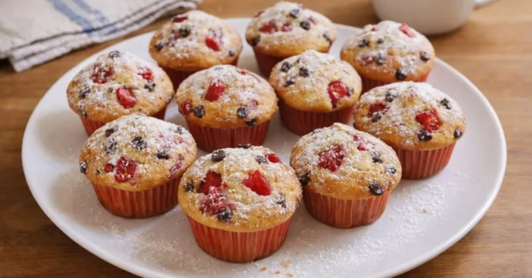 jogurtové muffiny s jahodami a čokoládou