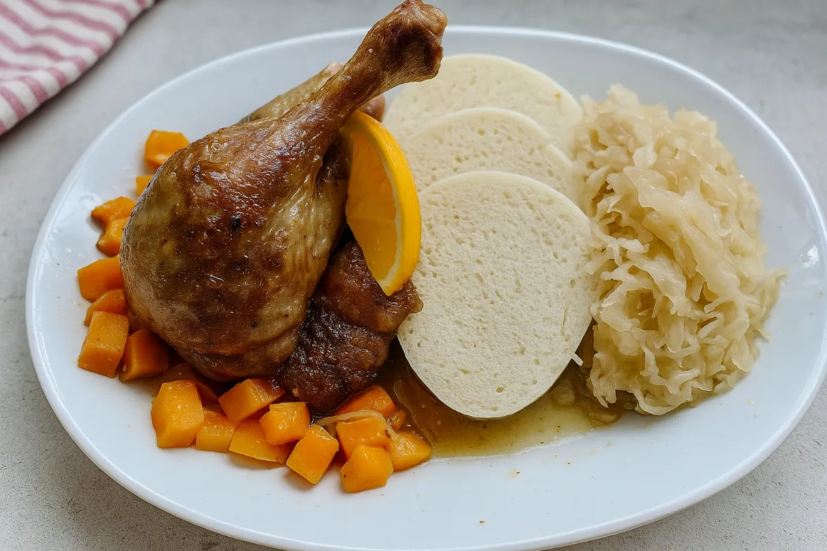 kačica na pomarančoch