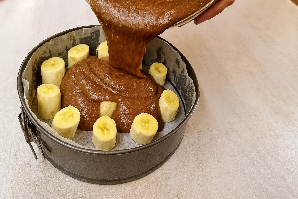 kakaový koláč s banánmi