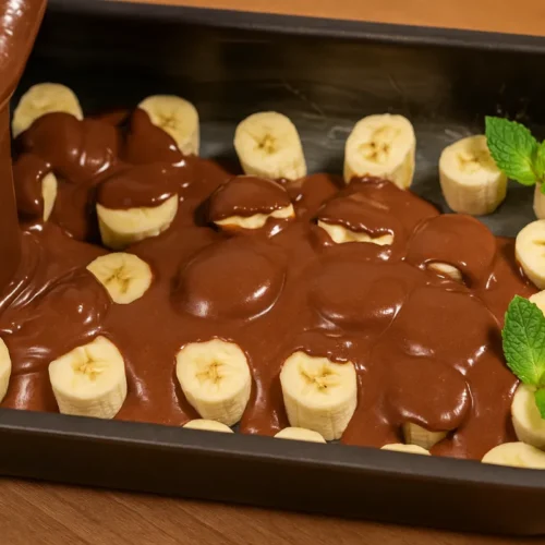 kakaový koláč s banánmi