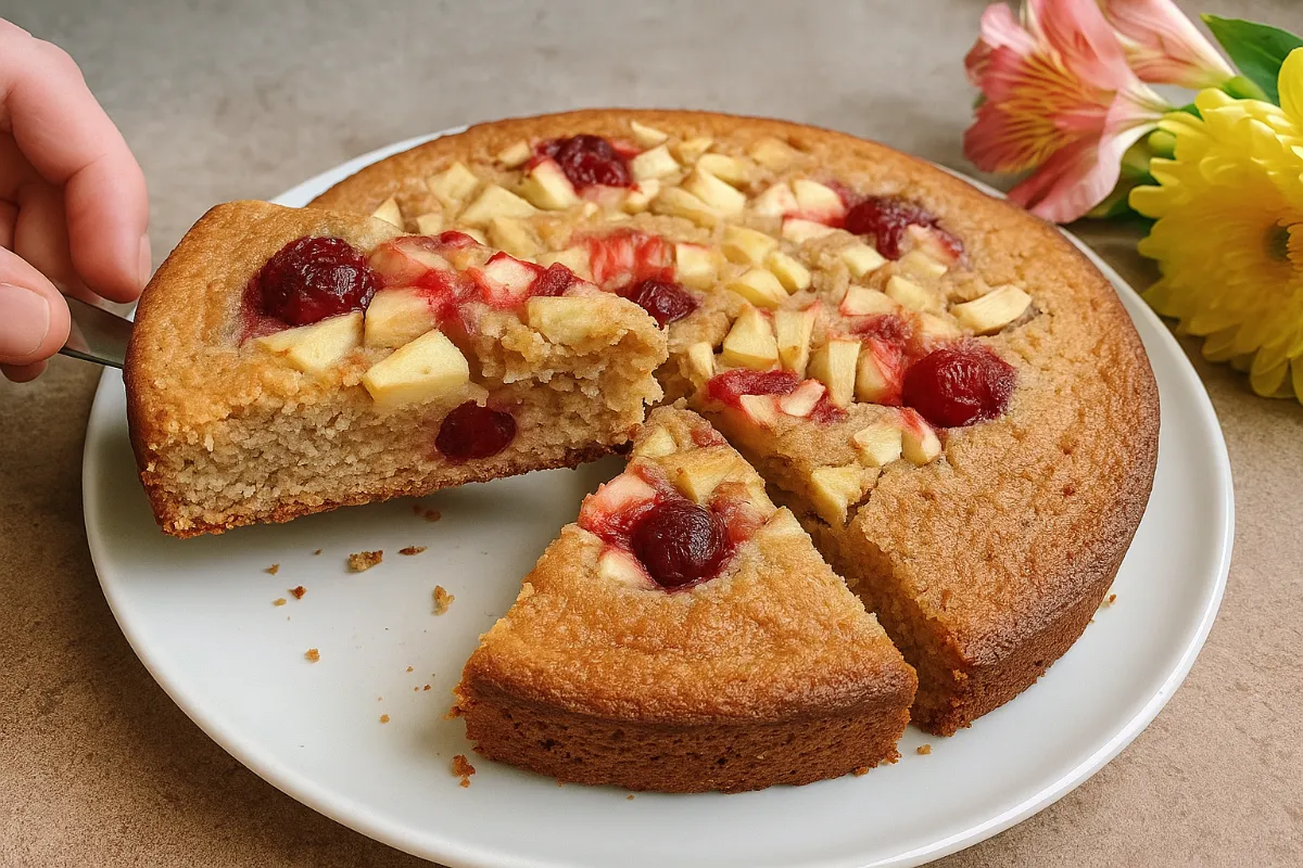 koláč z ovsených vločiek s ovocím