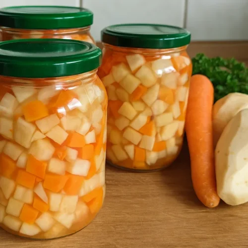 koreňová zelenina v sladkokyslom náleve