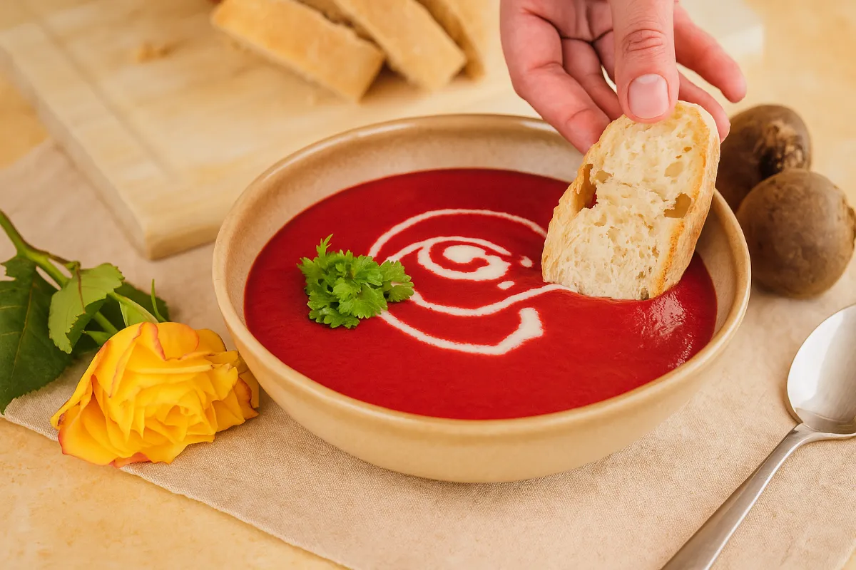 krémová polievka z červenej repy