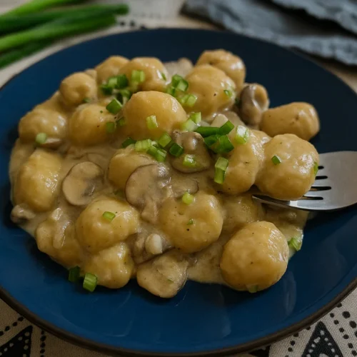 krémové gnocchi s hubami