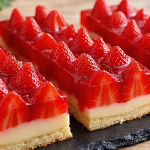 krémový jahodový koláč na plech