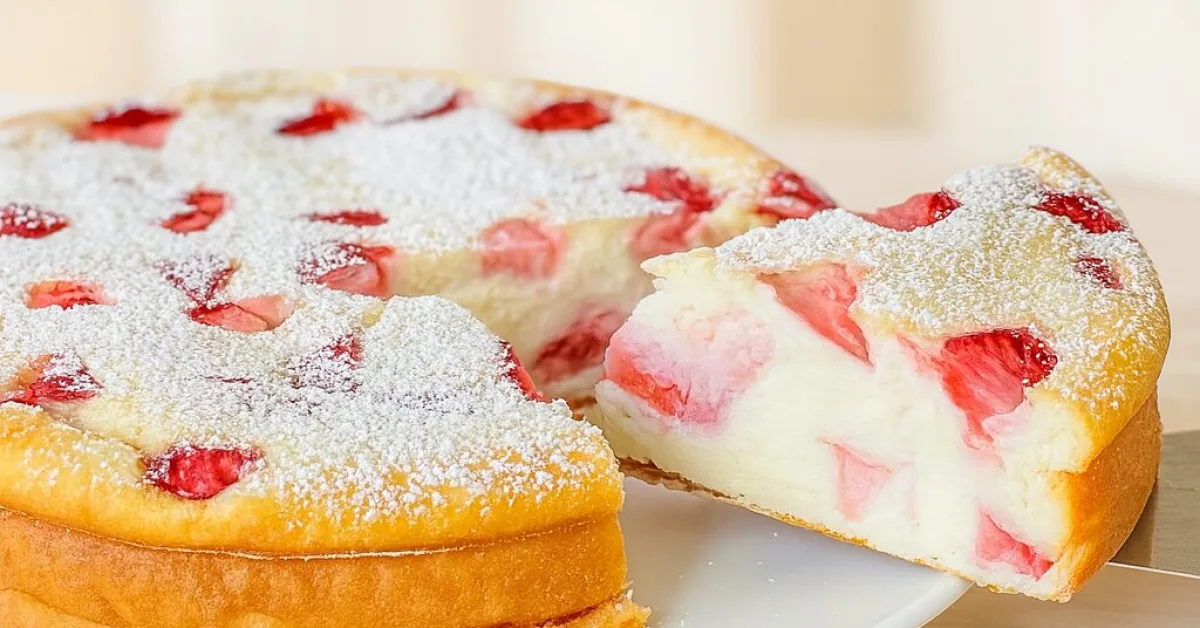 krémový jahodový koláč s ricottou