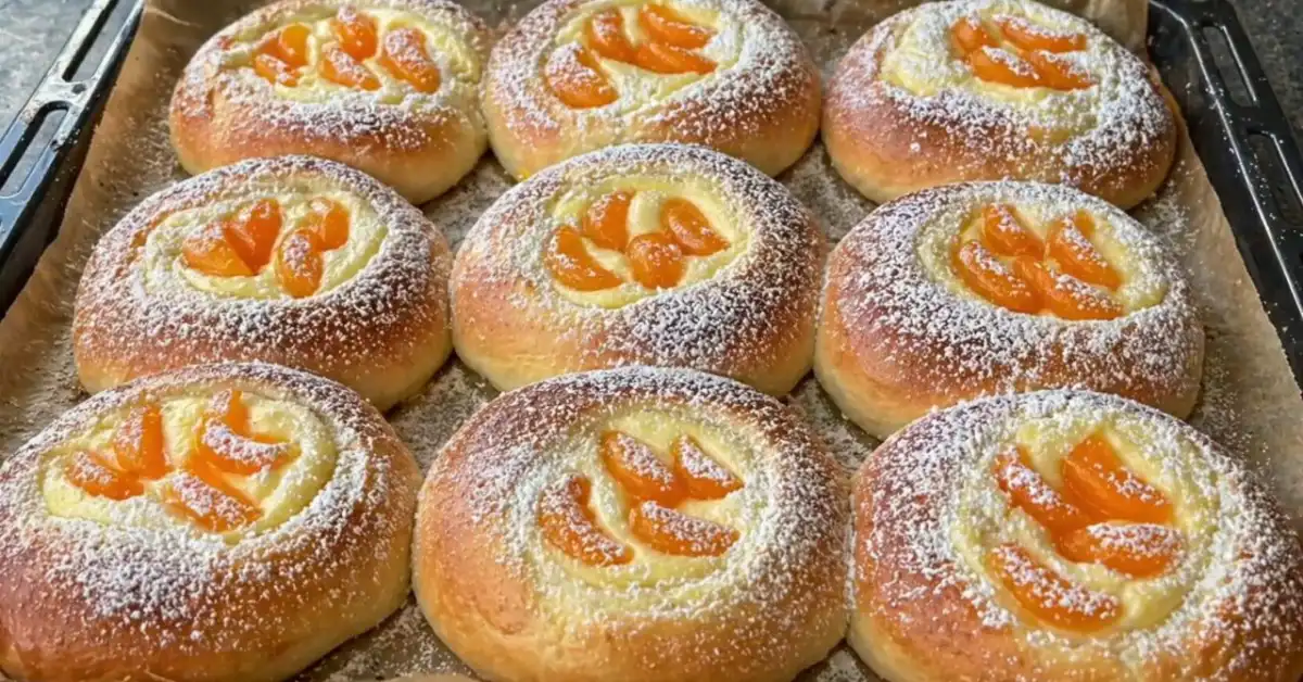 kysnuté pečivo s tvarohom a mandarínkami