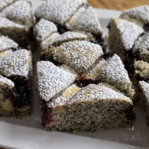 makový koláč s tvarohovou mriežkou