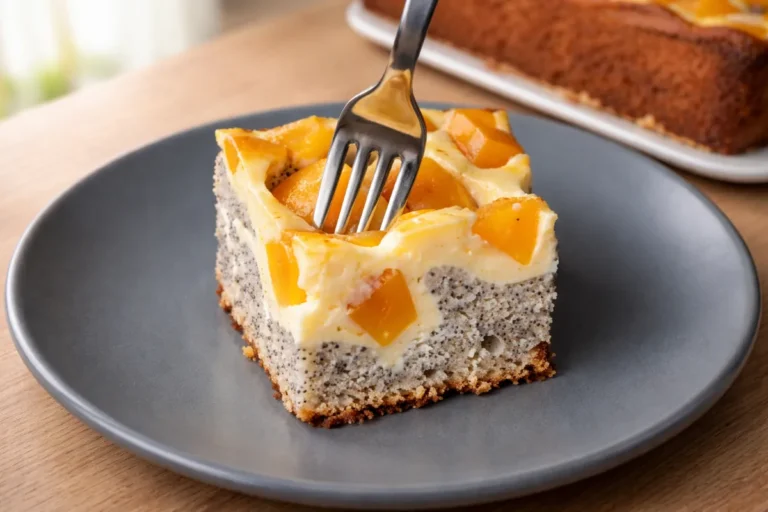 makový lenivec s broskyňami