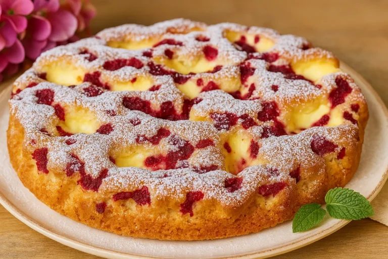 malinový koláč s tvarohom