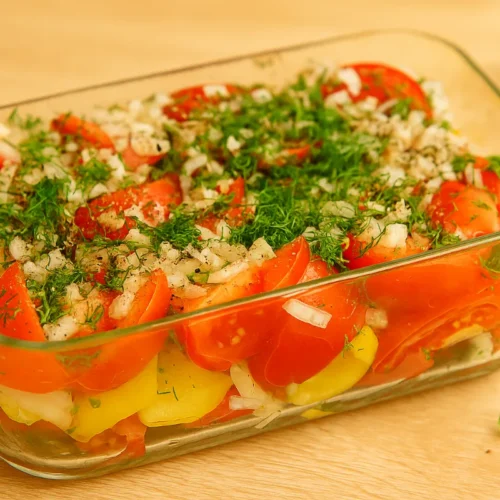 marinovaný paradajkový šalát