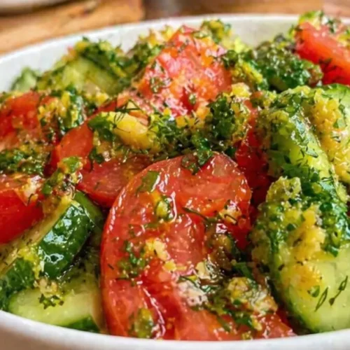 marinovaný šalát z paradajok a uhoriek