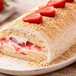 nepečená roláda z piškót a jahôd