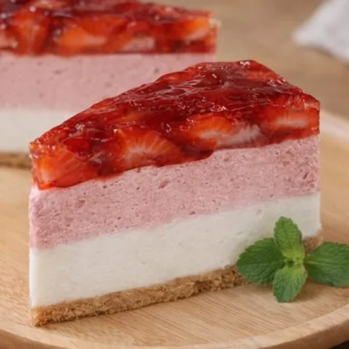 nepečený jahodový cheesecake