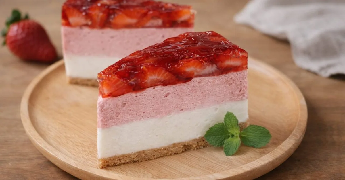 nepečený jahodový cheesecake