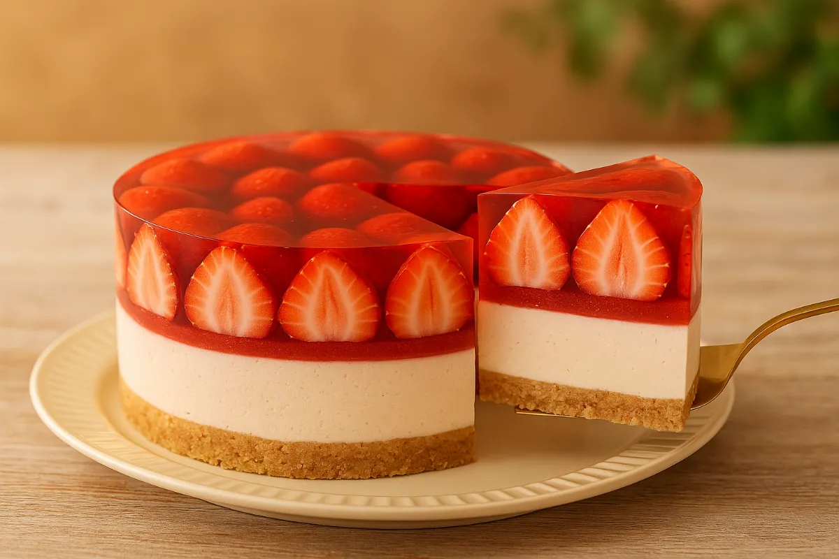 nepečený jahodový cheesecake