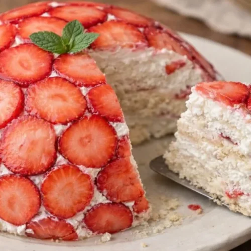 nepečený jahodový dezert